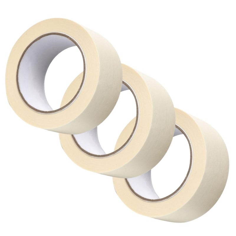 GTSE Masking Tape, 3 Pack, 2 inches x 55 Yards (164 ft), General Purpose Beige Multi-Surface Tape for Painting, Labeling and Craft, 3 Rolls - Image 1